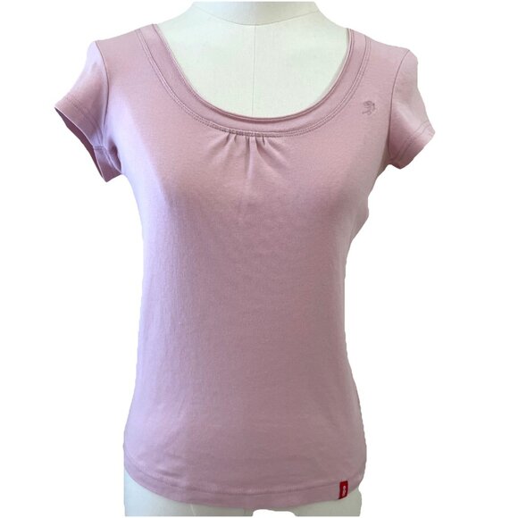 VTG Y2K Esprit Cotton Baby Tee Top Size Small Petal Pink Scoop Neck Mall Prep - Picture 1 of 11